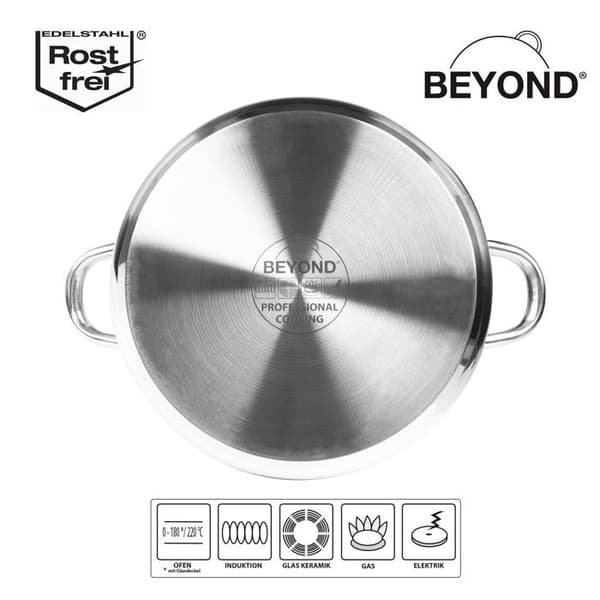 Pastagryta - BEYOND® - Rostfritt Stål - Glaslock - Avtagbar Sil - 24 cm