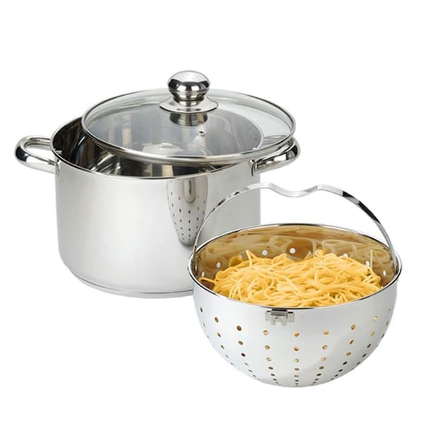 Pastagryta - BEYOND® - Rostfritt Stål - Glaslock - Avtagbar Sil - 24 cm