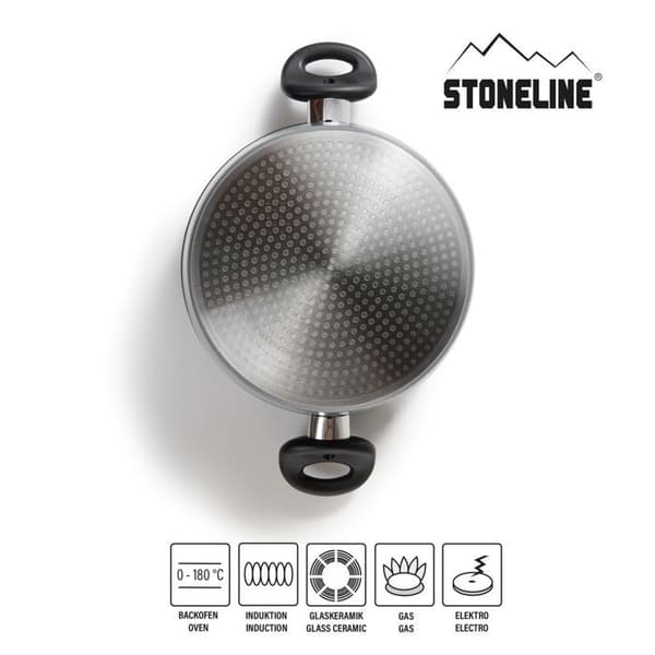 STONELINE® kastrull 20 cm - med glaslock - Non-stick beläggning med äkta stenpartiklar - Induktion