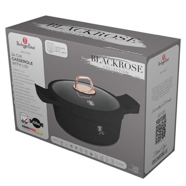 BERLINGERHAUS Gryta med titanbeläggning och lock 24 cm Samling Black Rose BH-1457