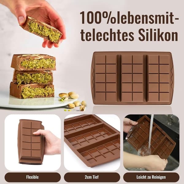 Denna chokladform inkluderar den djupa Dubai chokladformen, samt en skrapa och en påse, BPA-fri, brun