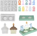 Miniatyrbild 1 av 10: 3-delad silikonform set, gjutform, sifferljushållare silikonform 0-9, tårta ljushållare silikonform - DIY