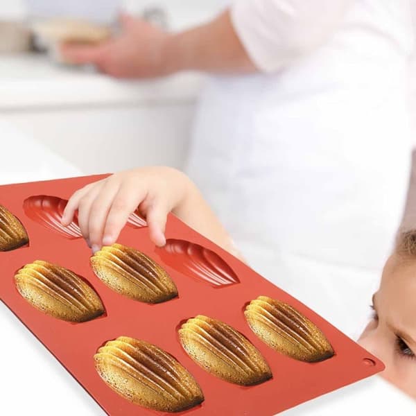 2-pack Skalformade Silikonformar, Chokladformar, Passar för Tårtor, Choklad, Godis, Kakor - Tegelröd