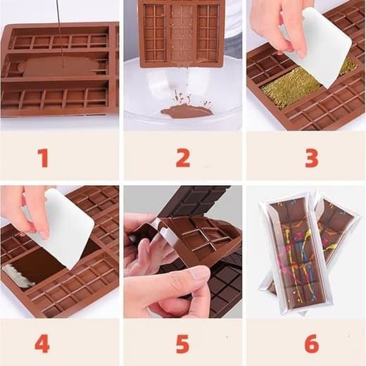 Chokoladeformsæt, silikone dyb, inkluderer poser og skraber