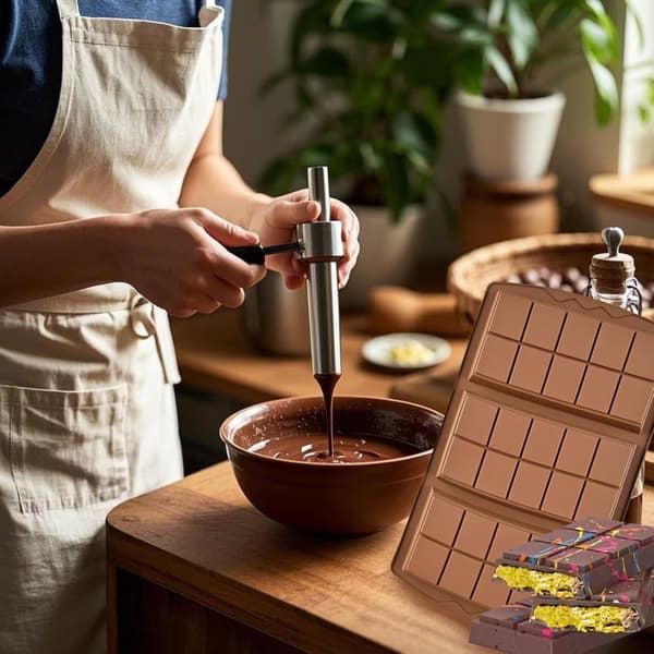 Djup Dubai chokladform, inklusive en skrapa och påse, BPA-fri, brun