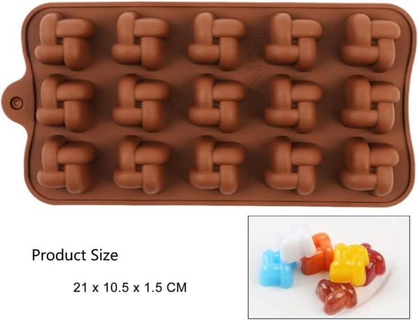 Dybe chokoladestænger Silikoneform Silikone Bageform, Fødevaregodkendt, Non-stick, 3D chokolade- og kageform, Brun
