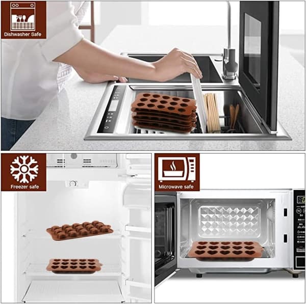 Dybe chokoladestænger Silikoneform Silikone Bageform, Fødevaregodkendt, Non-stick, 3D chokolade- og kageform, Brun