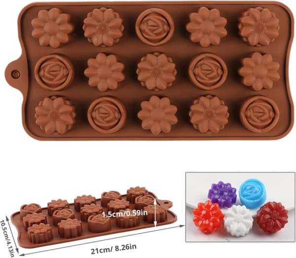 Syvät suklaapatukat Silikonimuotti Silikoninen leivinmuotti, elintarvikelaatuinen, tarttumaton, 3D-suklaa- ja kakkumuotti, ruskea