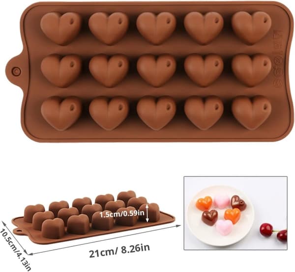 Dybe chokoladestænger Silikoneform Silikone Bageform, Fødevaregodkendt, Non-stick, 3D chokolade- og kageform, Brun