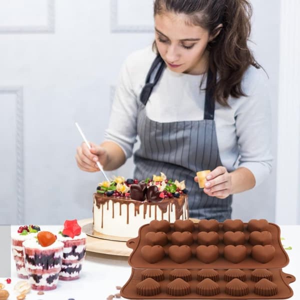Dybe chokoladestænger Silikoneform Silikone Bageform, Fødevaregodkendt, Non-stick, 3D chokolade- og kageform, Brun