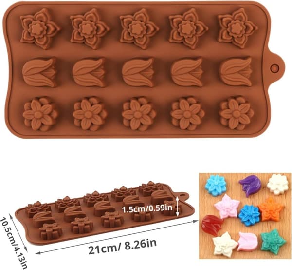 Dybe chokoladestænger Silikoneform Silikone Bageform, Fødevaregodkendt, Non-stick, 3D chokolade- og kageform, Brun