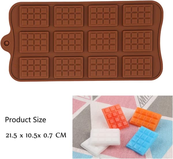 Dybe chokoladestænger Silikoneform Silikone Bageform, Fødevaregodkendt, Non-stick, 3D chokolade- og kageform, Brun
