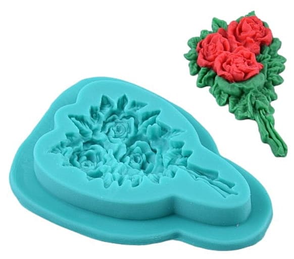 Silikonform för sockerpasta ROSBUKETT ROSROSOR