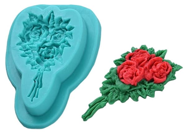 Silikonform för sockerpasta ROSBUKETT ROSROSOR