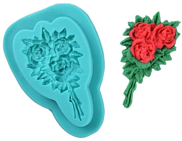 Silikonform för sockerpasta ROSBUKETT ROSROSOR