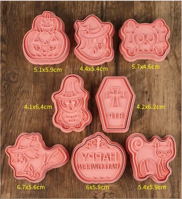 Utstickare med stämpel HALLOWEEN PUMPA KATT HÄXA wz1 8 st