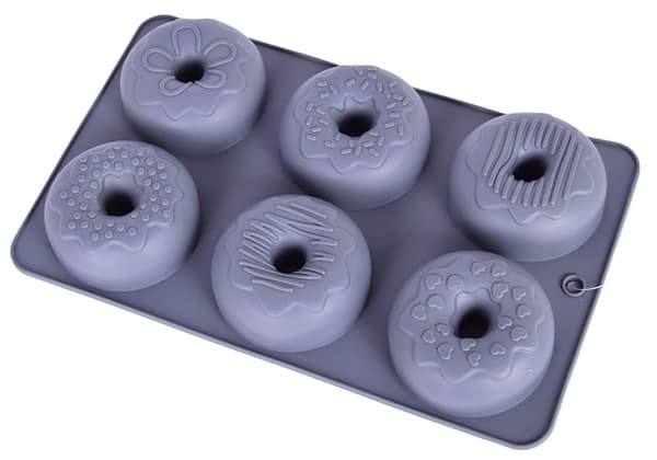 Silikoneform til bagning af donuts, 6 reder med mønster