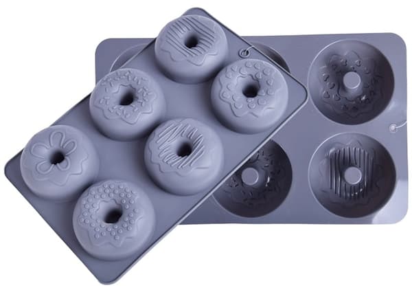 Silikoneform til bagning af donuts, 6 reder med mønster