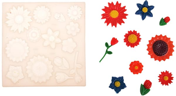 Silikonform för sockerpasta BLOMMOR 14gn BLOMMOR