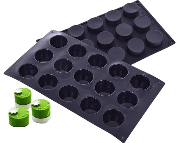 Silikonform för monoportioner CYLINDER 40xh20mm 15 hål Desserter Mousse