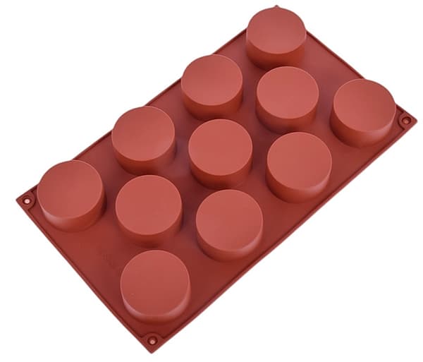 Silikonform för monoportioner CYLINDER 50xh30mm 11 hål Desserter Mousse