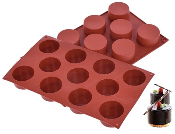 Silikonform för monoportioner CYLINDER 50xh30mm 11 hål Desserter Mousse