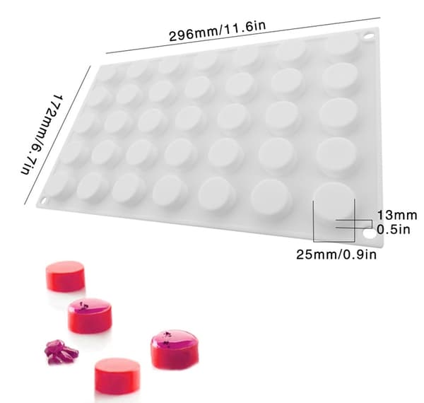 Silikonimuotti mousse-pralineille ja suklaille MINI CYLINDER 35 hylsyä