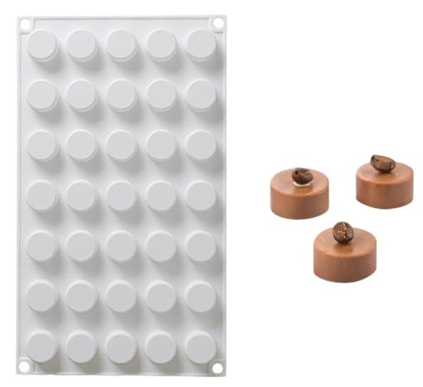 Silikonimuotti mousse-pralineille ja suklaille MINI CYLINDER 35 hylsyä