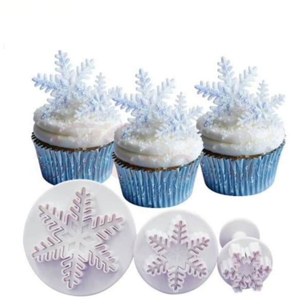 SNEFLAKES udstikker med stempel, 3 stk.