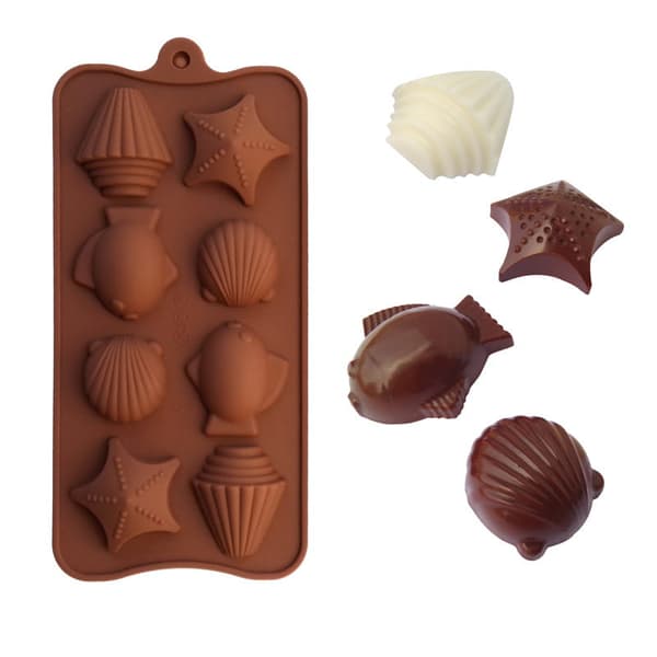 Silikoneform til chokolade- og konfekturedekorationer SKALLER