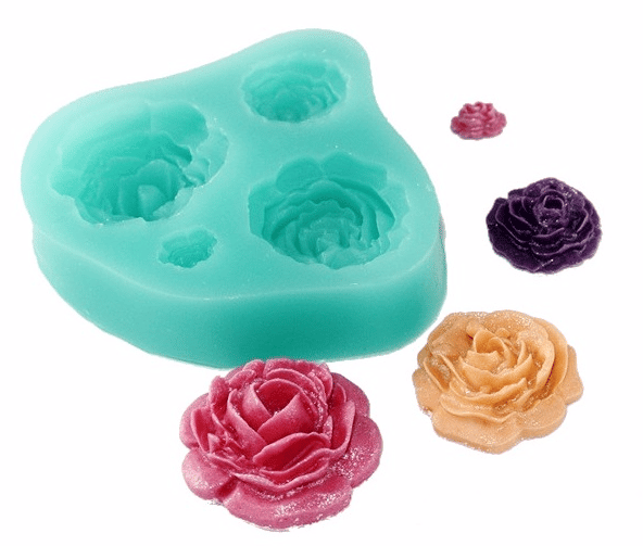 Silikonform för sockerpasta 3D ROSE 4 st