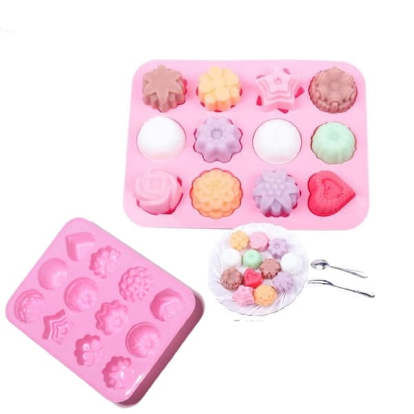 Silikonform för muffins, cupcakes, desserter, olika mönster, 12GN