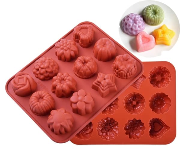 Silikonform för muffins, cupcakes, desserter, olika mönster, 12GN