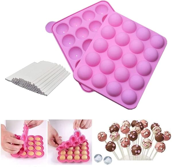 Silikonform för kakor i form av Cake Pops + pinnar