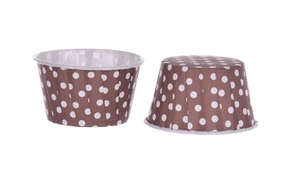 Papir cupcakeforme brune prikker 50x40mm / 100 stk
