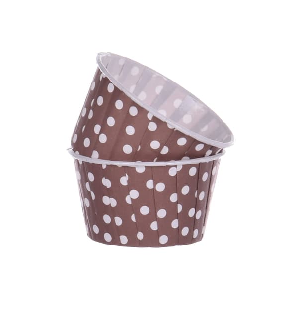 Papir cupcakeforme brune prikker 50x40mm / 100 stk