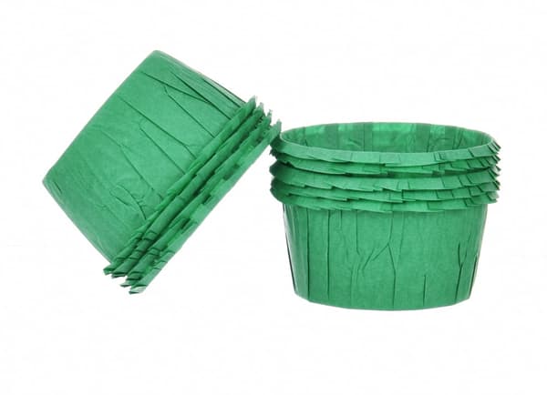 Pappersformar för muffins, krusade, gröna, 55x35mm, 25 st, dekorerade