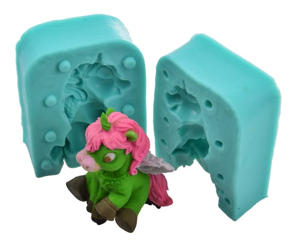 Silikoneform til sukkerpasta 3D ENHJØRNING PONY