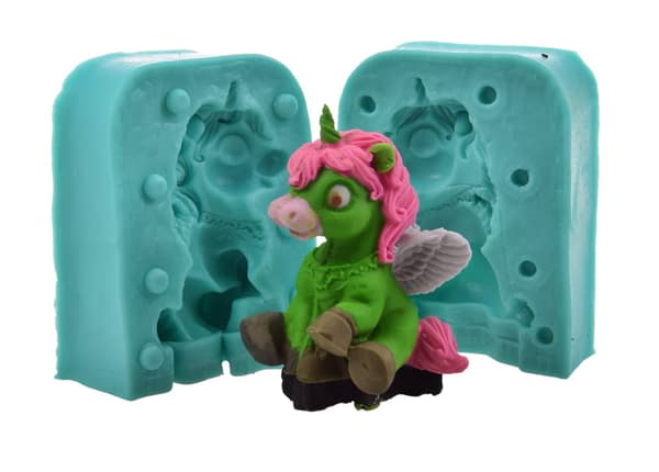 Silikoneform til sukkerpasta 3D ENHJØRNING PONY