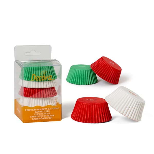 Pappersformar för muffins VITA RÖDA GRÖNA 50x32 mm DECORA 75 st