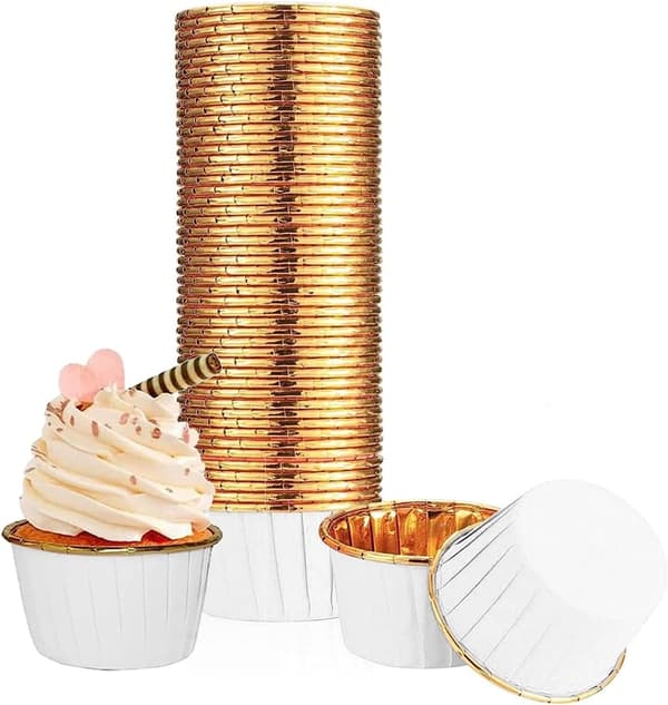 Cupcakeformar för muffinsformar VITGULD 50x40 mm / 50 st