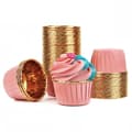 Miniatyrbillede 3 af 5: Cupcakeforme PINK GOLD 50x39 mm / 50 stk