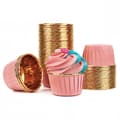Miniatyrbillede 1 af 5: Cupcakeforme PINK GOLD 50x39 mm / 50 stk