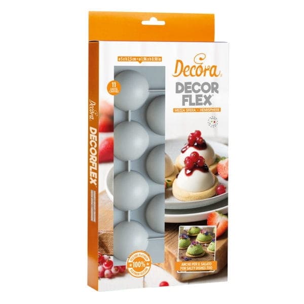 Silikonform för enportions HEMISFÄRER SFÄRER 50mm DECORA