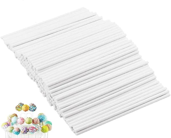 Cake Pops Klubbipinnar Vita 100 st Papper 4x200mm