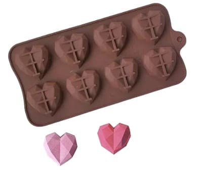 Silikonchokladform DIAMANTHJÄRTA 8GN