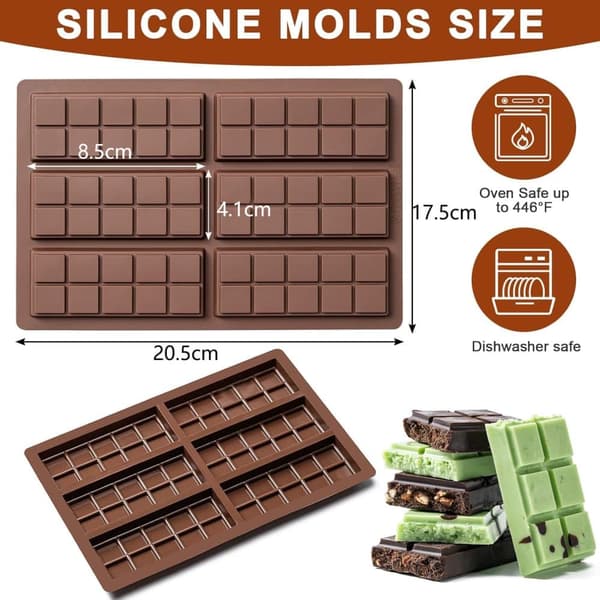 Lollanda Chokladform Silikon - 20.5x17.5 cm, djupa Dubai chokladformen, BPA-fri