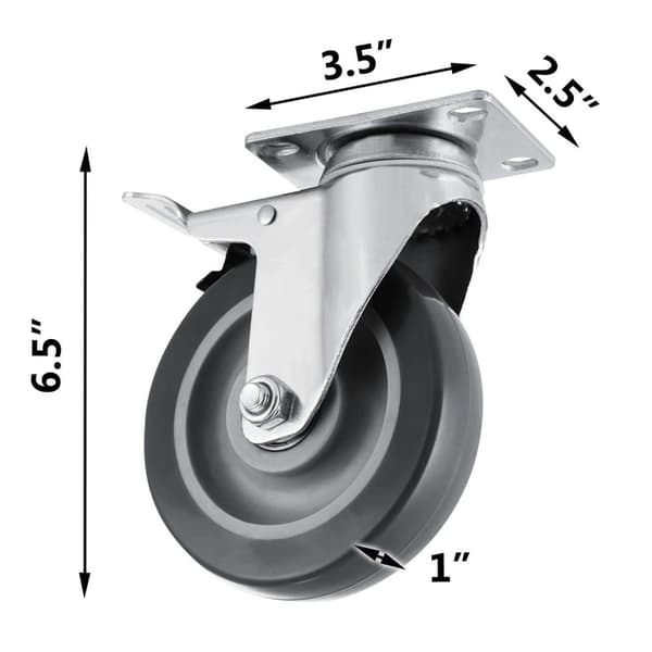 16st 330 lbs polyuretanhjul med broms, stor lastkapacitet, hållbar och stabil, 360° rotation, lätt att använda, bred applikation