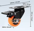 Miniatyrbild 7 av 7: 4st 150 lbs/st lastkapacitet 4-tums svängbara PVC-plåthjul med monteringstillbehör, glider tyst, dubbelt bromssystem
