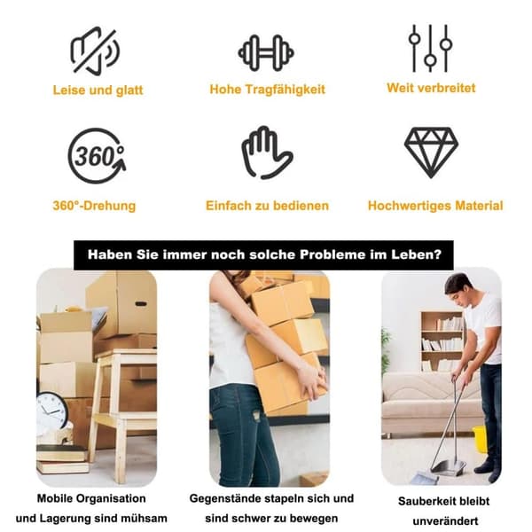 Lollanda 12-pack Tunga möbelhjul, 360° roterande, hög belastning, enkel montering, platt design för möbler och transport